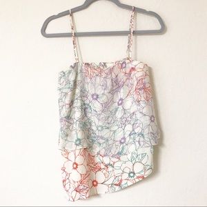 Anthropologie Maeve Tiered Silk Assymetrical Cami